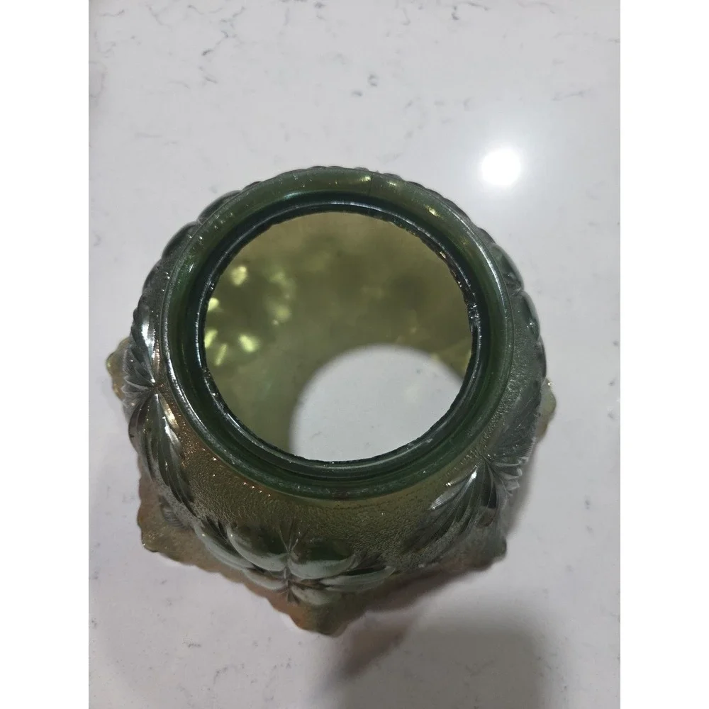 Antique Imperial Green Mayflower #474 C Carnival Glass Gas Lamp Shade